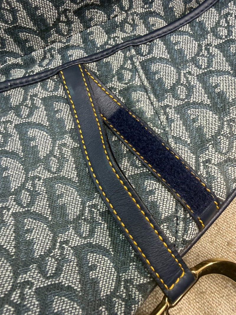 Christian Dior Saddle Oblique Canvas Navy Bag
