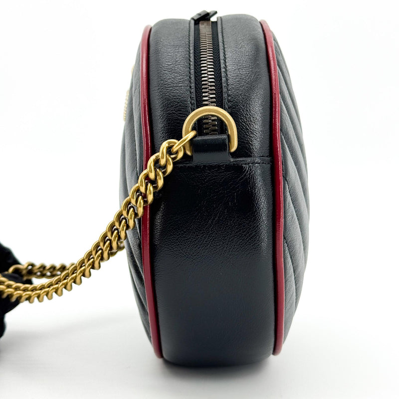 Gucci Gg Marmont Round Matelasse Leather Black Bag