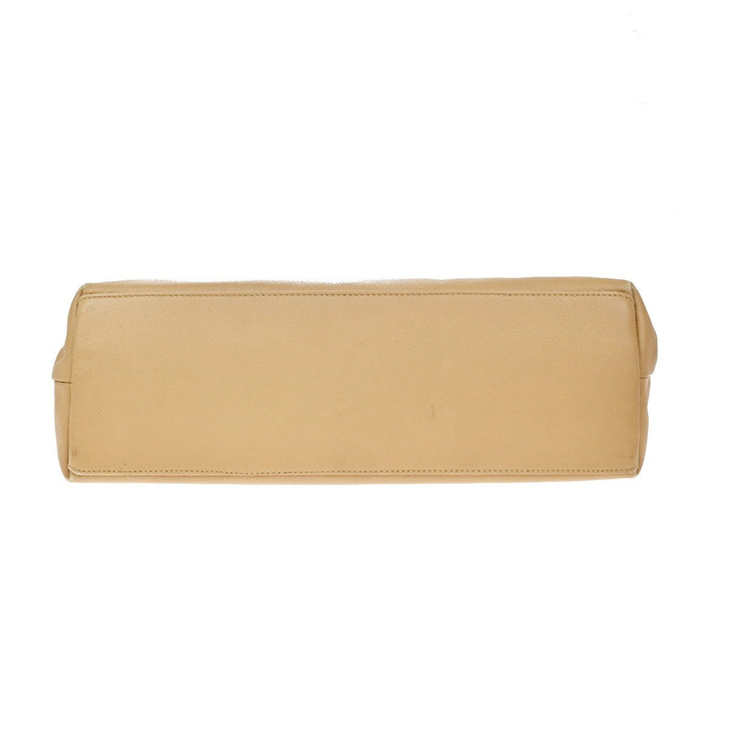 Chanel Vintage Handle Cc Caviar Beige Leather Bag