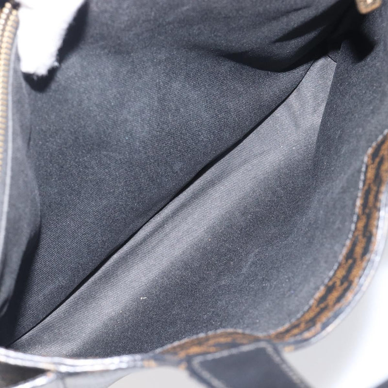 Celine Vintage Macadam Canvas And Leather Black Bag