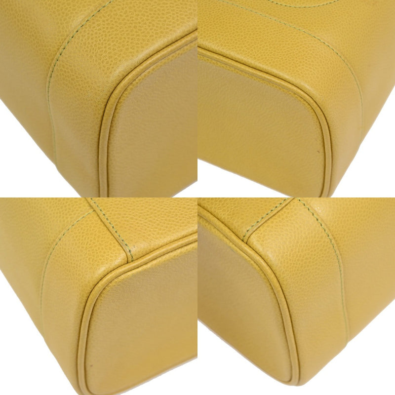 Chanel Vintage Timeless Cosmetic Case Caviar Yellow Leather Bag