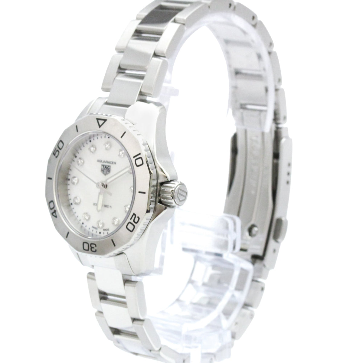 Tag Heuer Aquaracer 200m Quartz Stainless Steel With Diamond Bezel And Markers Mother Of Pearl Watches