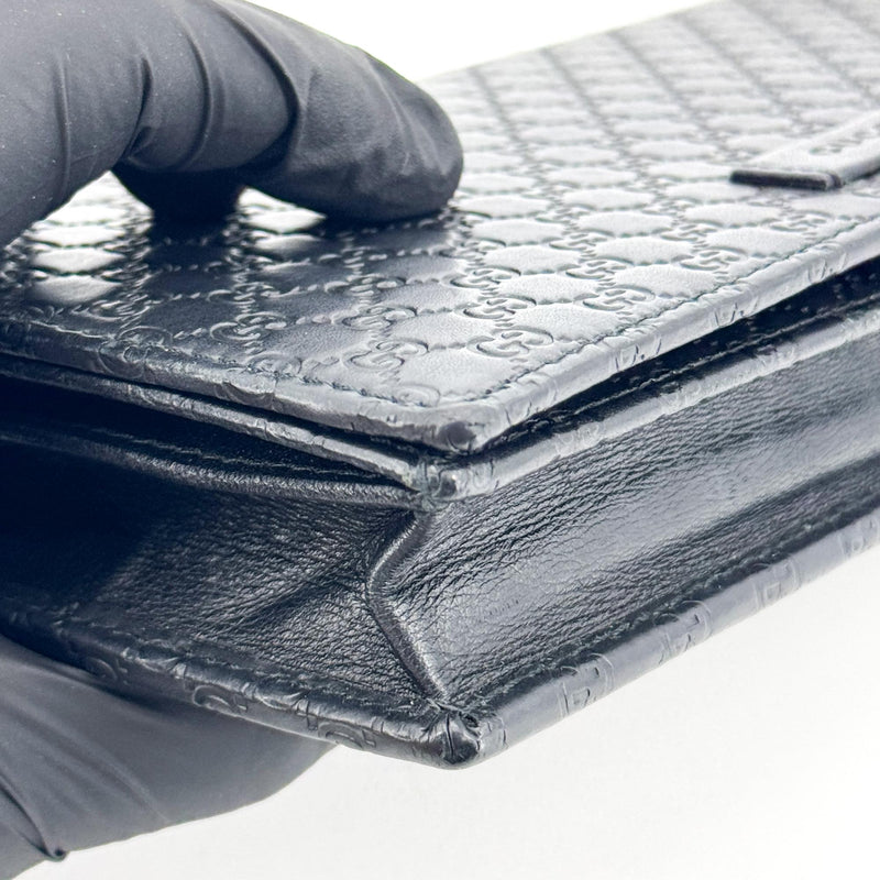 Gucci Wallet On Strap Microguccissima Leather Black Bag