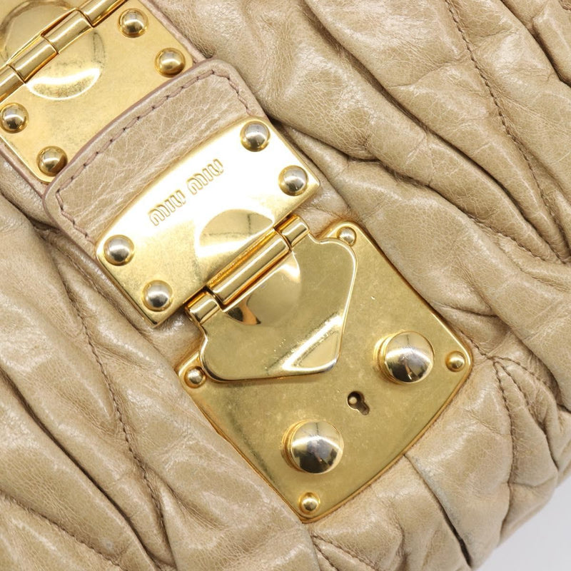 Miu Miu Coffer Convertible Satchel Matelasse Leather Beige