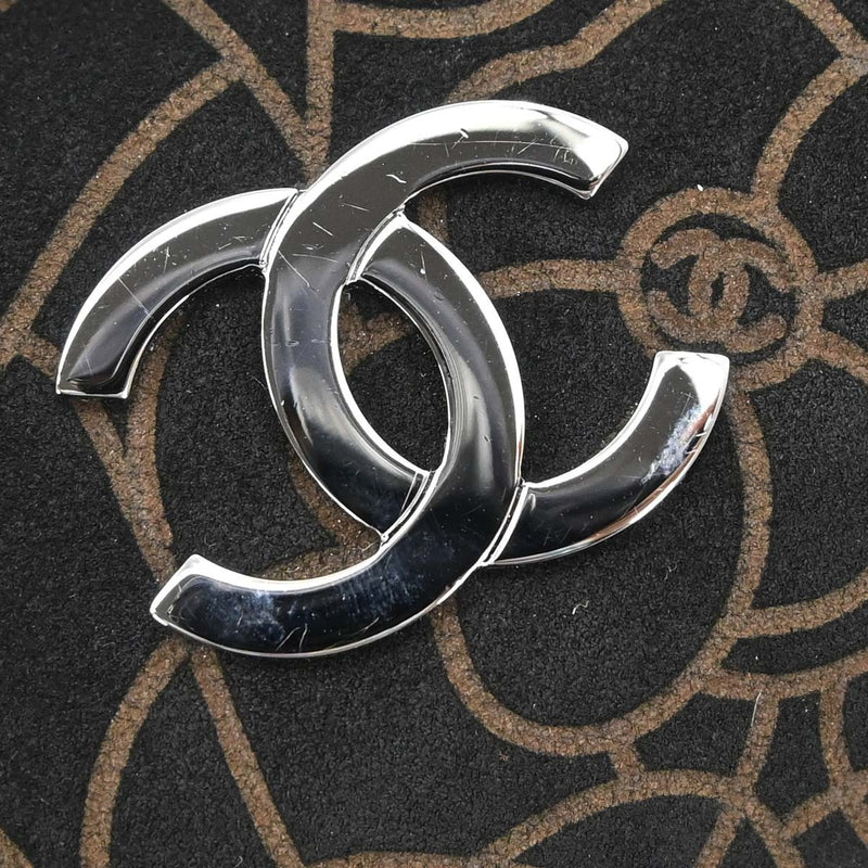Chanel Camellia Chain Embossed Suede Black Bag