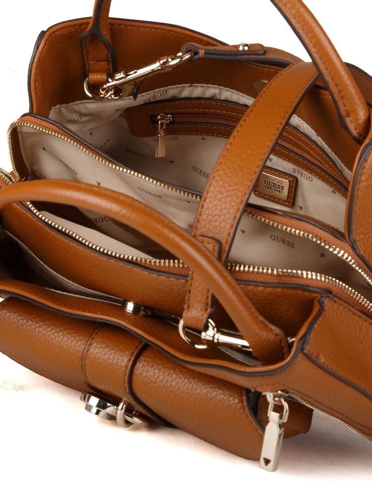 Guess Jessa Girlfriend Shoulder Bag — Brown Polyurethane