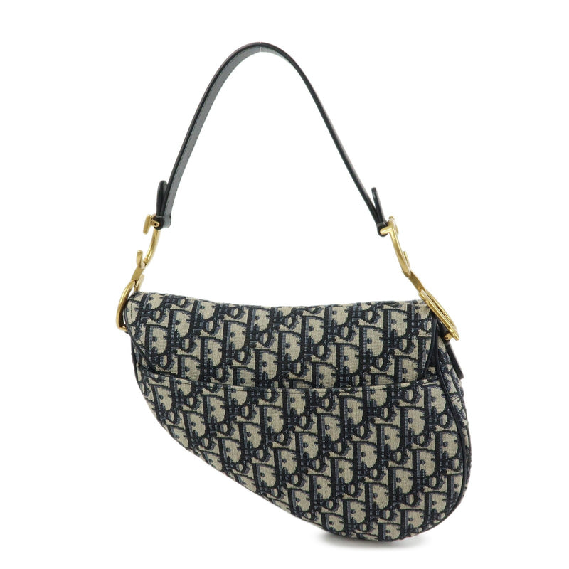 Christian Dior Saddle Oblique Canvas Navy Bag