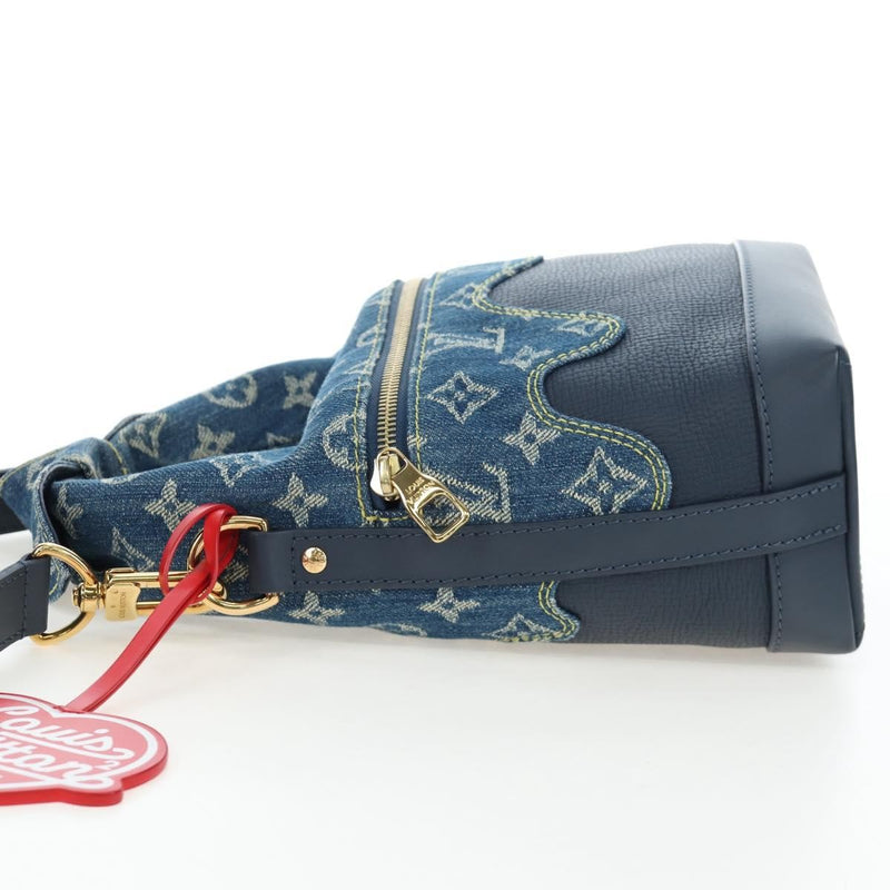 Louis Vuitton Nigo Japanese Cruiser Monogram Denim And Taurillon Leather Blue Canvas Bag