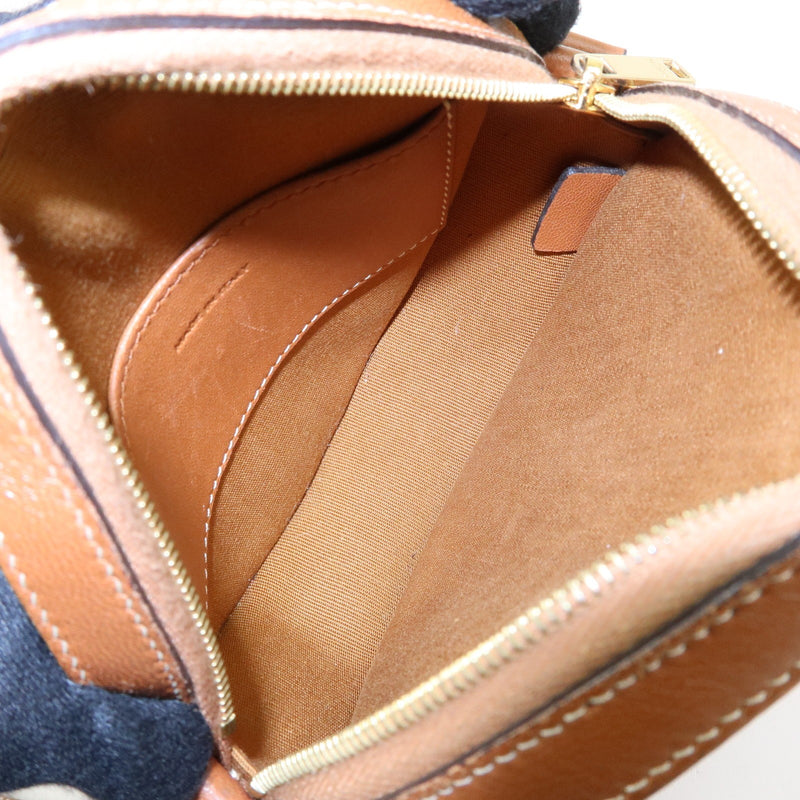 Celine Round Purse On Strap Triomphe Coated Canvas Brown Bag
