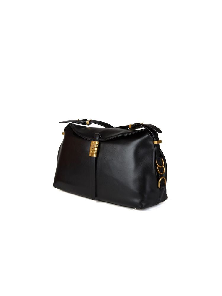 Pinko Goat Leather Saddle Shoulder Bag — Black