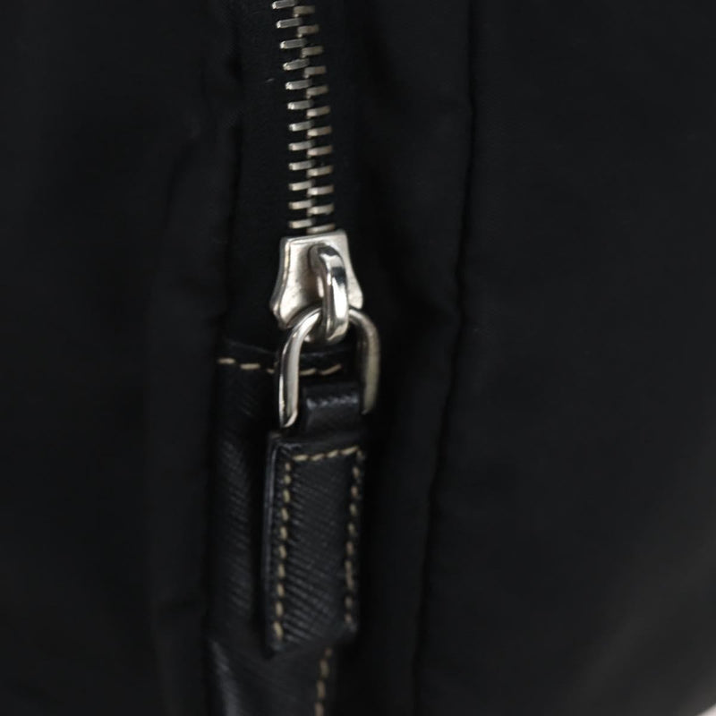 Prada Double Pocket Buckle Flap Tessuto And Leather Black Nylon Bag
