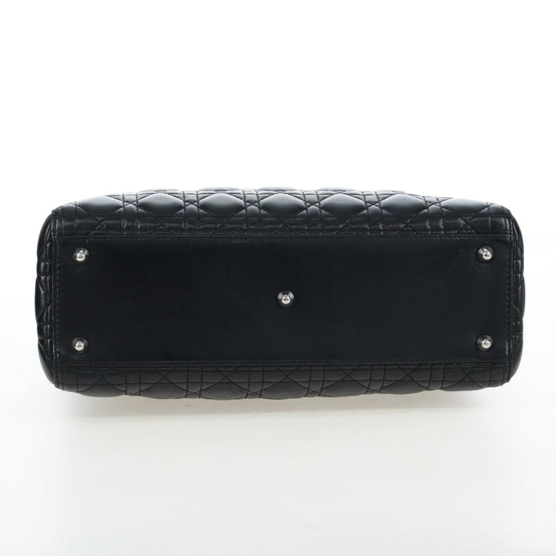 Christian Dior Lady Lambskin Black Leather Bag