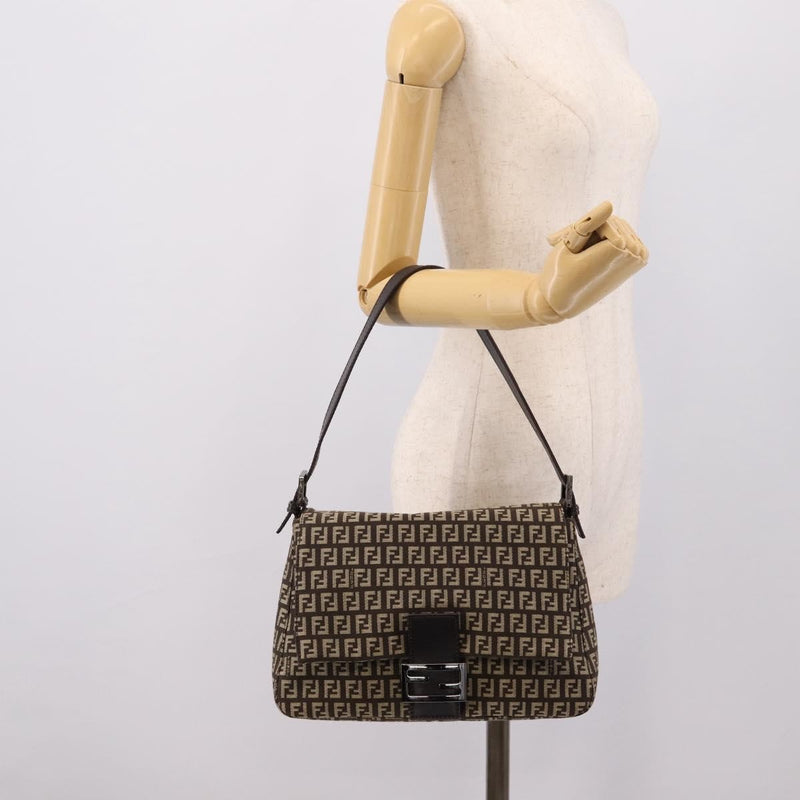 Fendi Mamma Baguette Zucchino Canvas Brown Bag