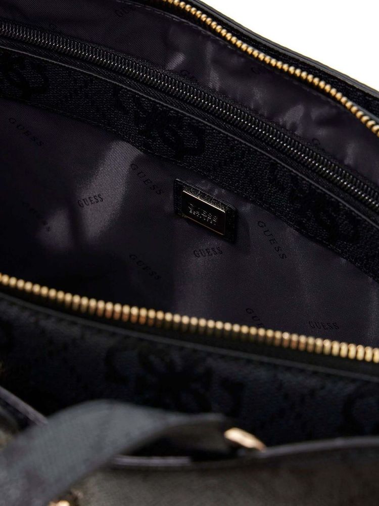 Guess Monogram Logo Tote Bag — Beige Polyurethane
