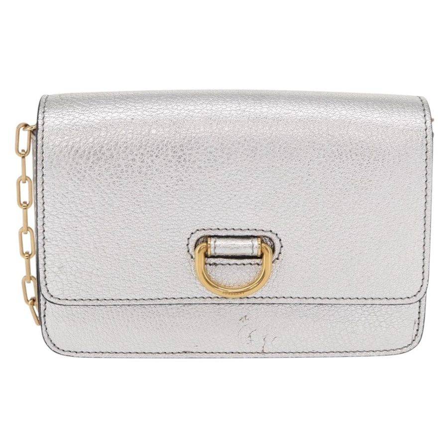 Burberry D-Ring Chain Leather Silver Bag