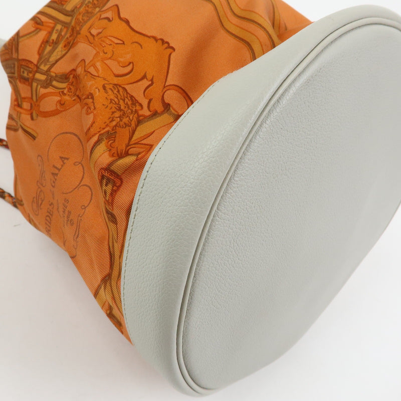 Hermes Soie Cool Printed Silk And Calfskin Orange Bag