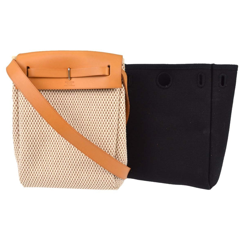 Hermes Herbag Toile And Leather Beige Canvas Bag