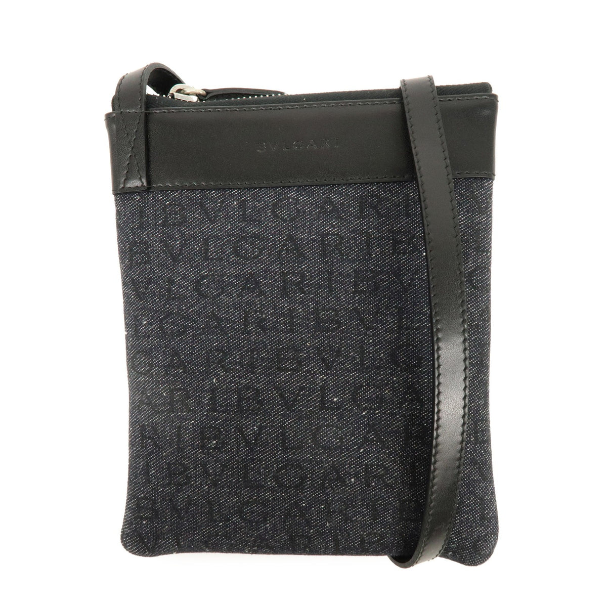 Bvlgari Logomania Canvas With Leather Black Denim_jeans Bag