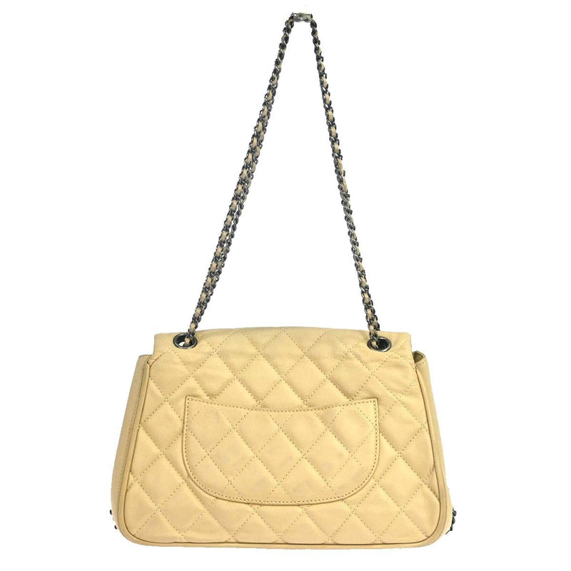 Chanel Flap Shoulder Leather Beige Bag