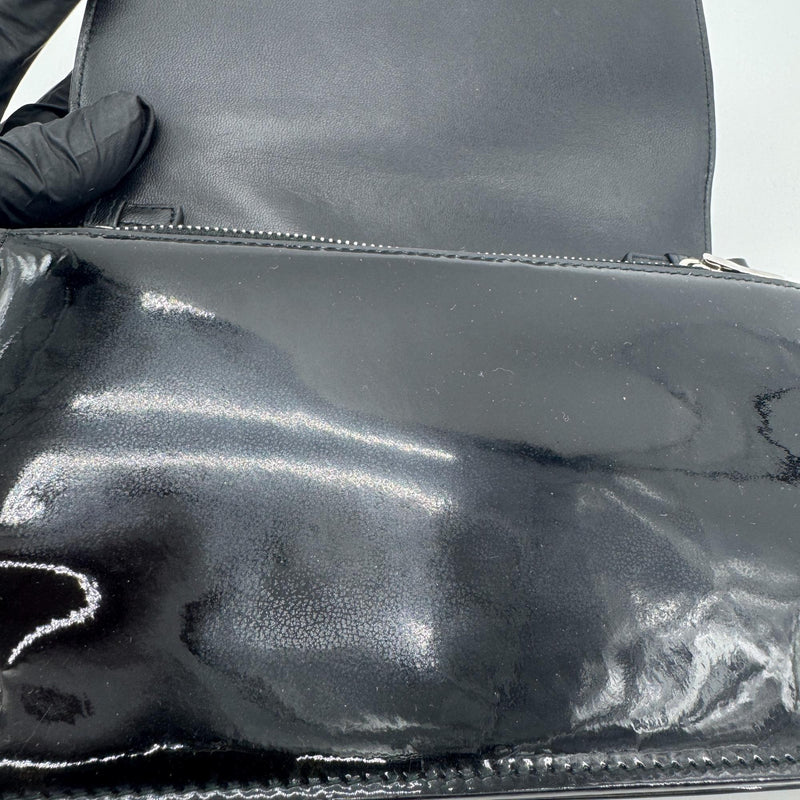 Miu Miu My Logo Chain Patent Black Patent_leather Bag