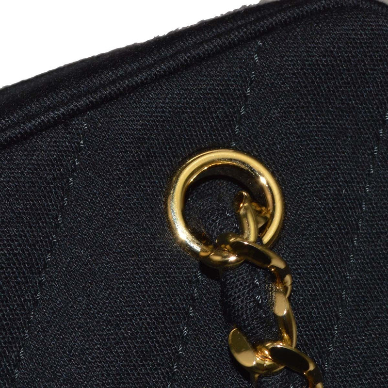 Chanel Vintage Pocket Camera Chevron Jersey Black Canvas Bag