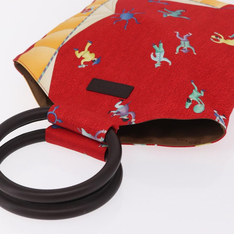 Bvlgari Handbag Canvas Red Silk Bag