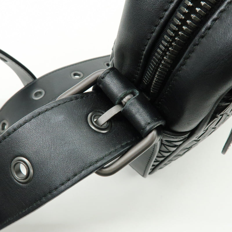 Bottega Veneta Front Pocket Messenger Intrecciato Nappa Black Leather