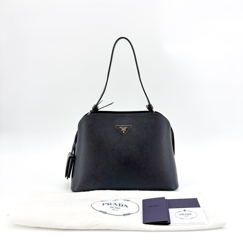 Prada Matinee Top Handle Saffiano Leather Black Bag