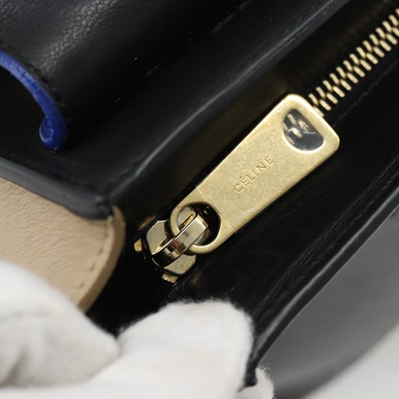 Celine Trapeze Leather With Suede Blue Bag