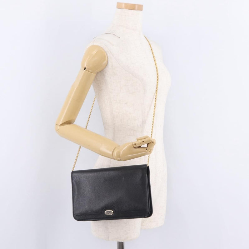 Christian Dior Vintage Honeycomb Canvas Black Leather Bag