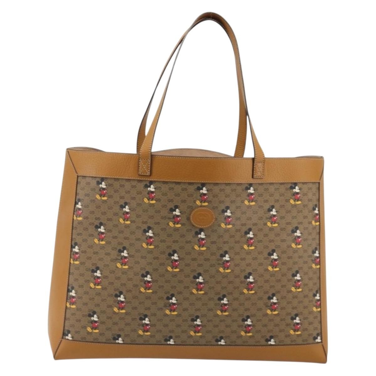 Gucci Disney Mickey Mouse Soft Open Printed Mini Gg Coated Canvas Beige Bag