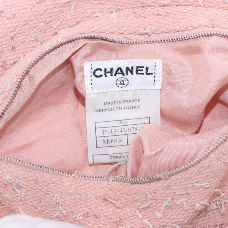 Chanel Shoulder Suede Patchwork Pink Tweed Bag
