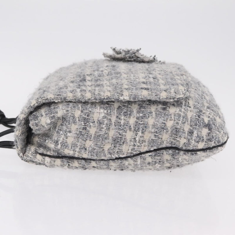 Chanel Camellia Messenger Tweed Gray Cotton