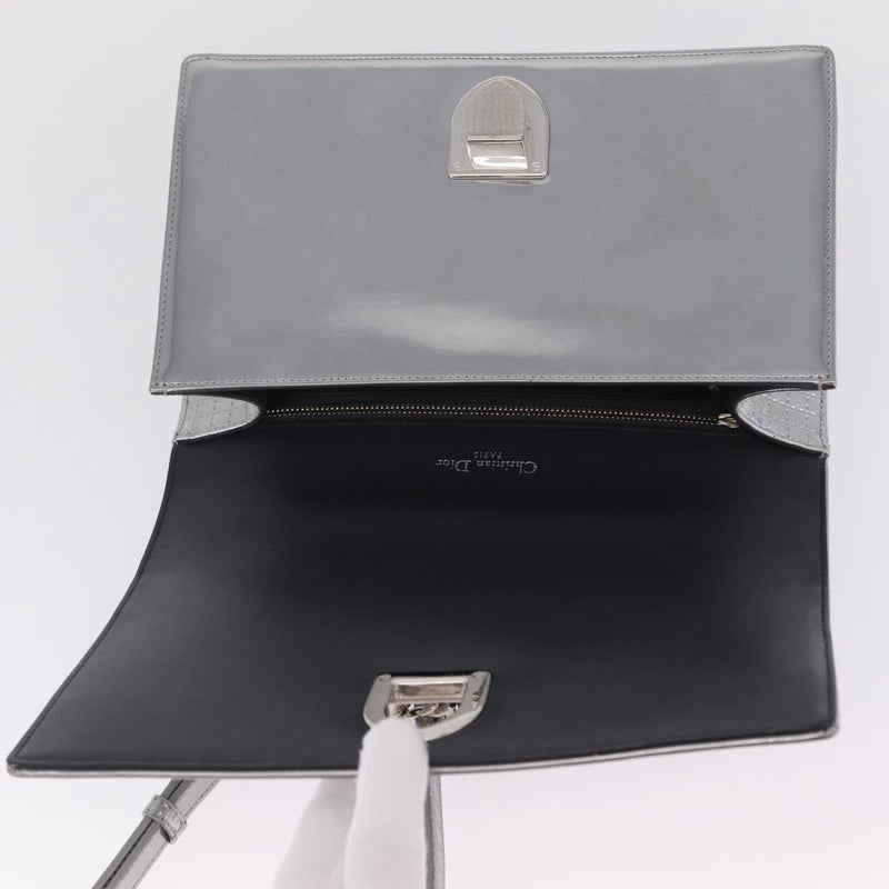 Christian Dior Diorama Flap Patent Silver Patent_leather Bag
