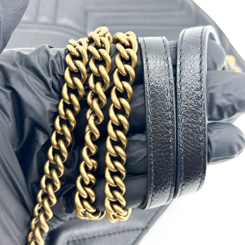 Gucci Gg Marmont Accordion Matelasse Leather Black Bag