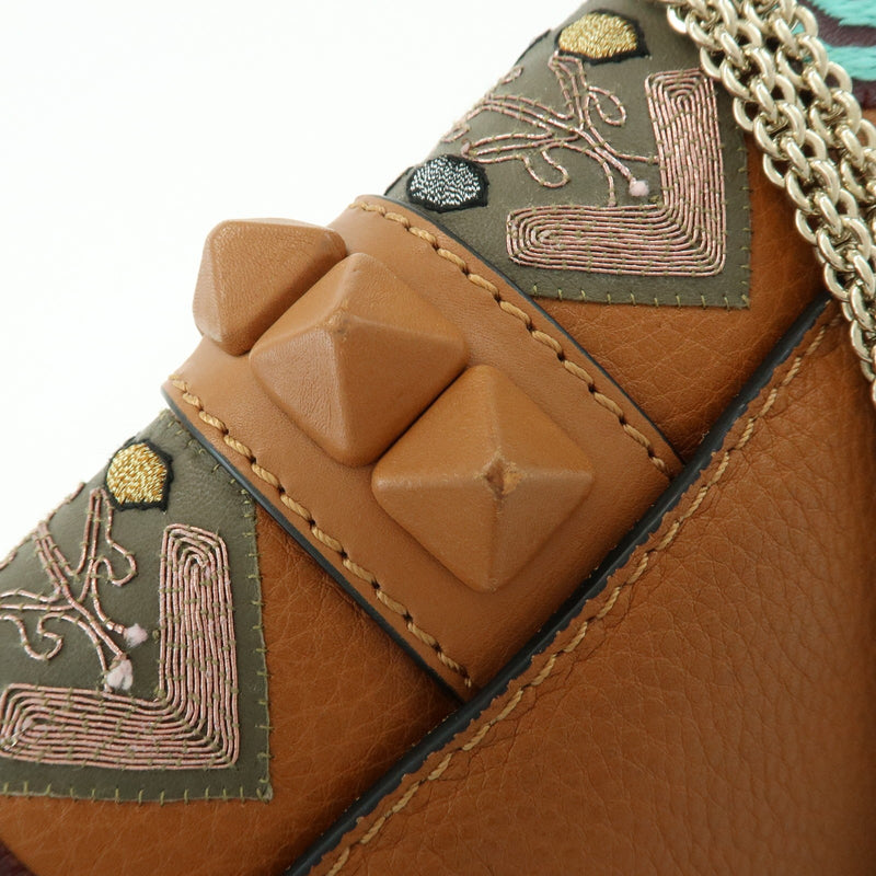 Valentino Garavani Glam Lock Leather Brown Bag