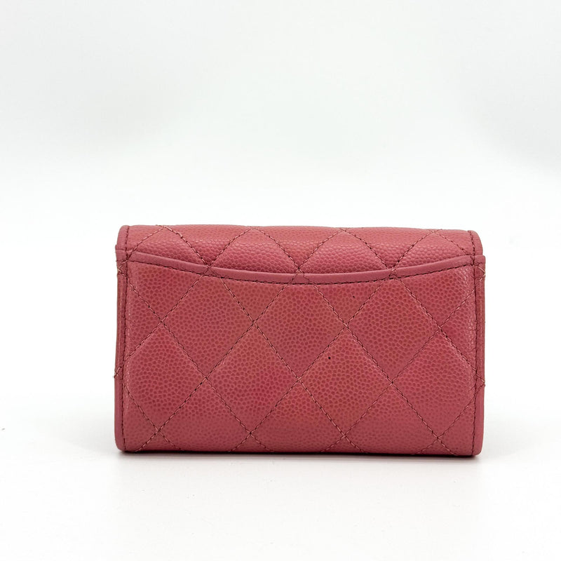 Chanel Classic Flap Card Case Quilted Caviar Pink Leather Accessory