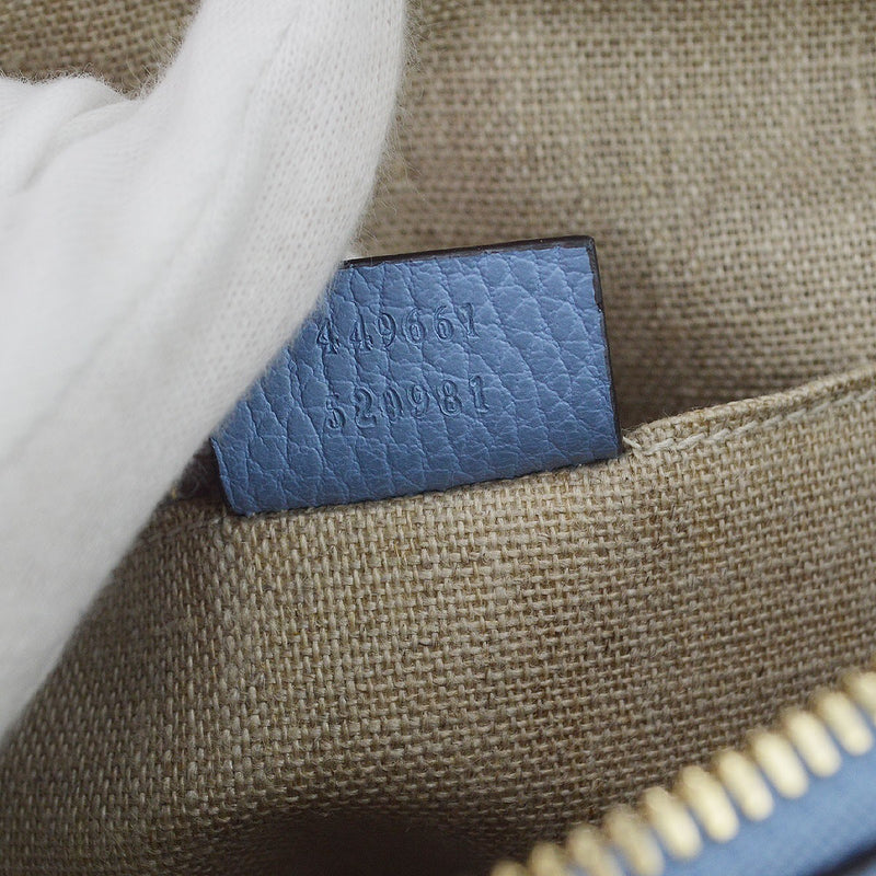 Gucci Interlocking Top Handle Leather Blue Bag