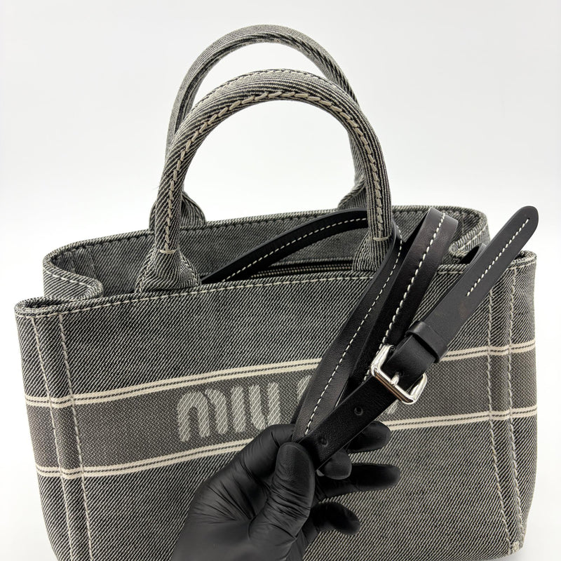 Miu Miu My Logo Leather Black Denim_jeans Bag