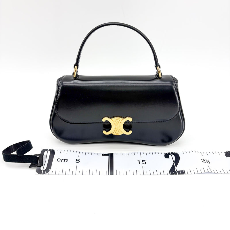 Celine Lola Triomphe Top Handle Leather Black Bag