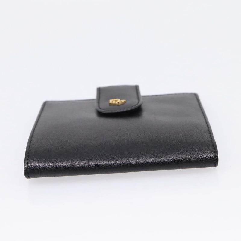 Christian Dior Bifold Card Holder Leather Black Accessory