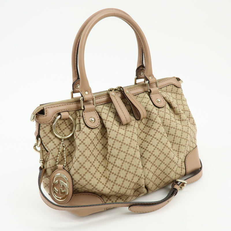 Gucci Sukey Diamante Canvas With Leather Beige Bag
