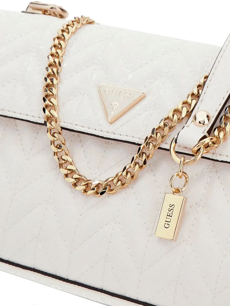 Guess Stacey Crossbody Bag — White Polyurethane