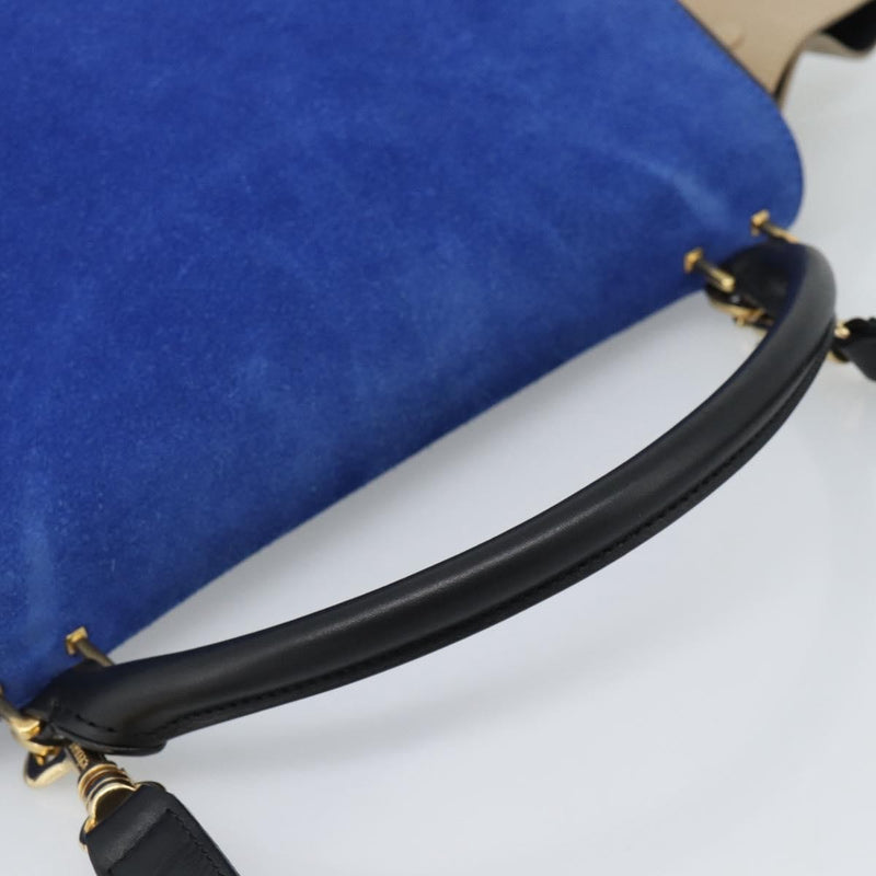 Celine Trapeze Leather With Suede Blue Bag