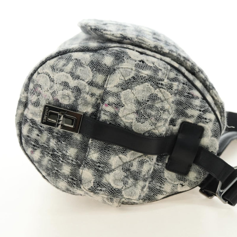 Chanel Vintage Camellia Flap Camera Quilted Tweed White Wool Bag