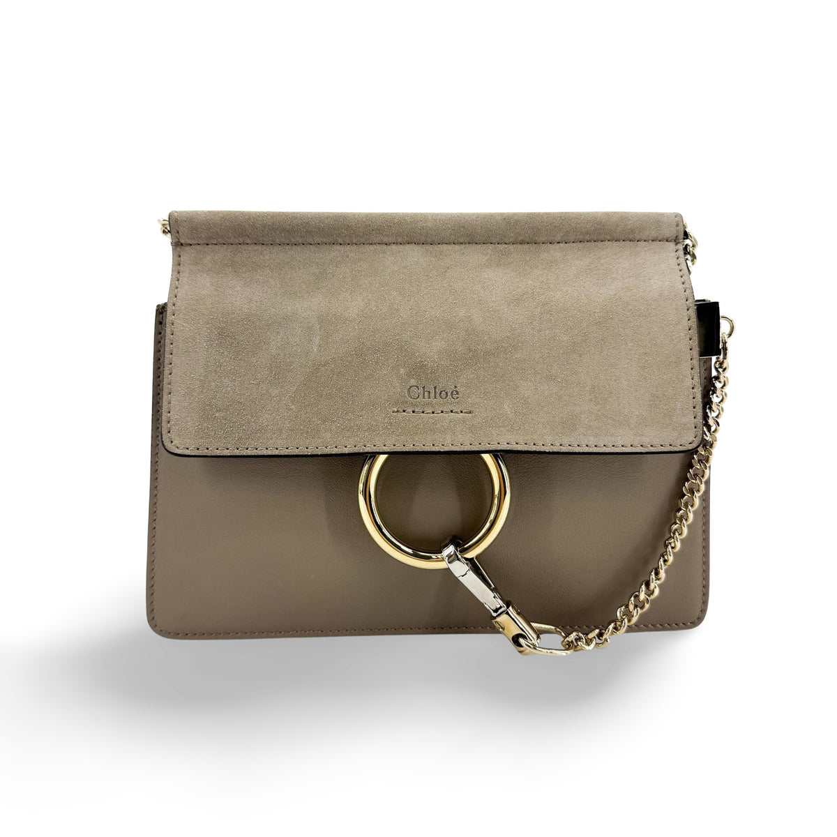 Chloe Faye Clutch Leather And Suede Beige Calfskin