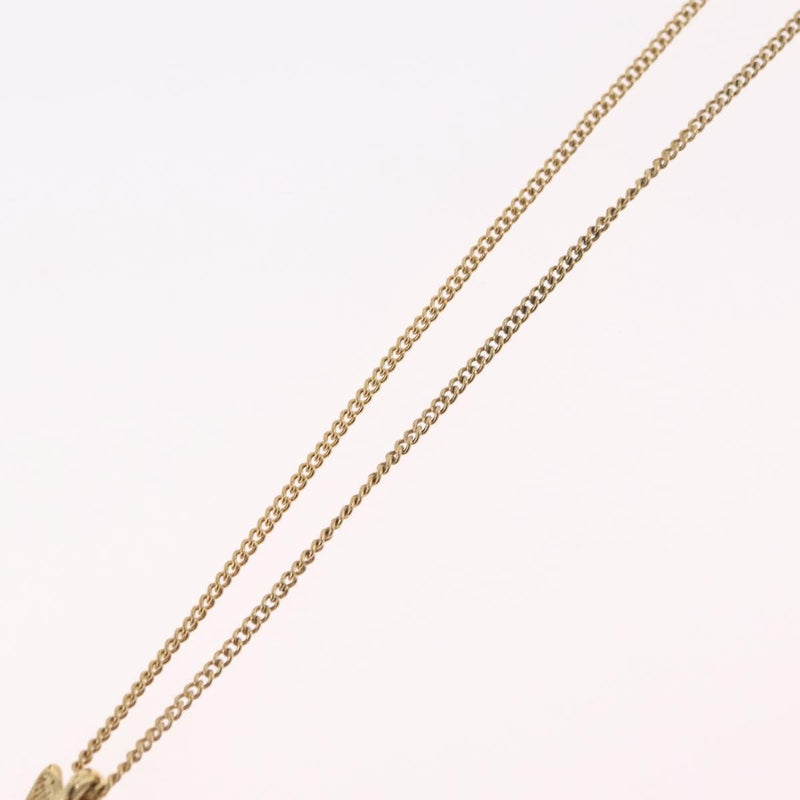 Christian Dior Round Logo Pendant Metal With Crystal Gold Bijoux