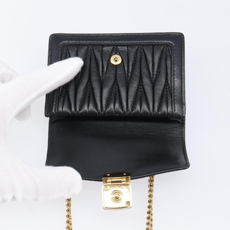 Miu Miu Biker Chain Matelasse Leather Black Bag