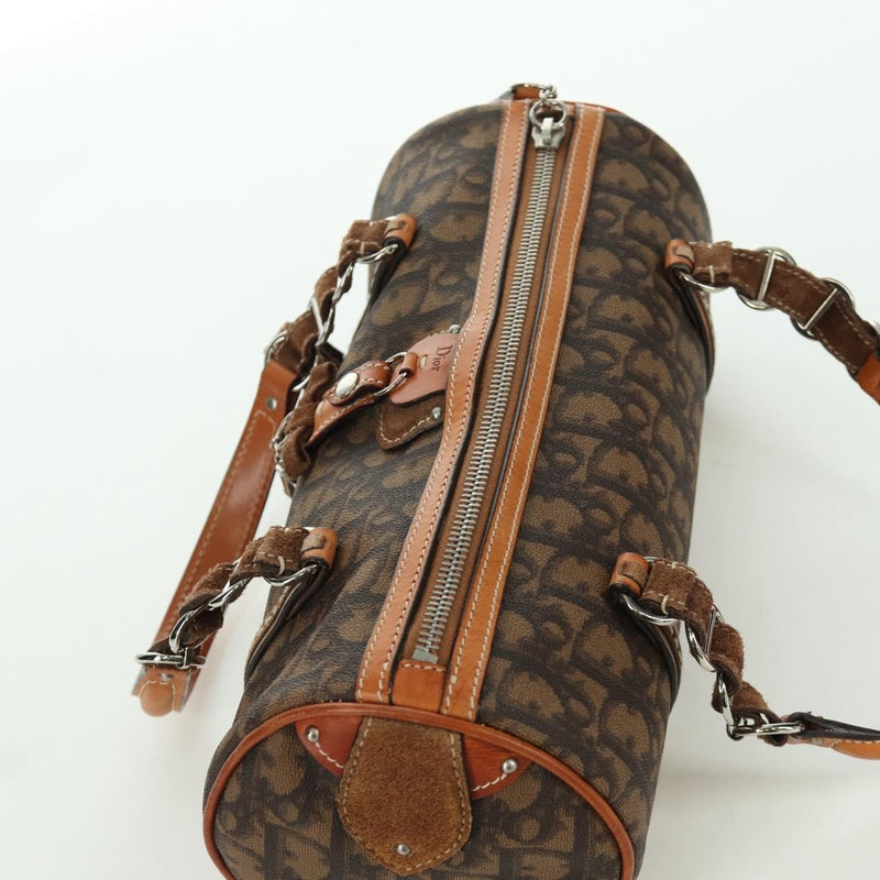 Christian Dior Vintage Trotter Romantique Boston Diorissimo Coated Canvas Brown Bag