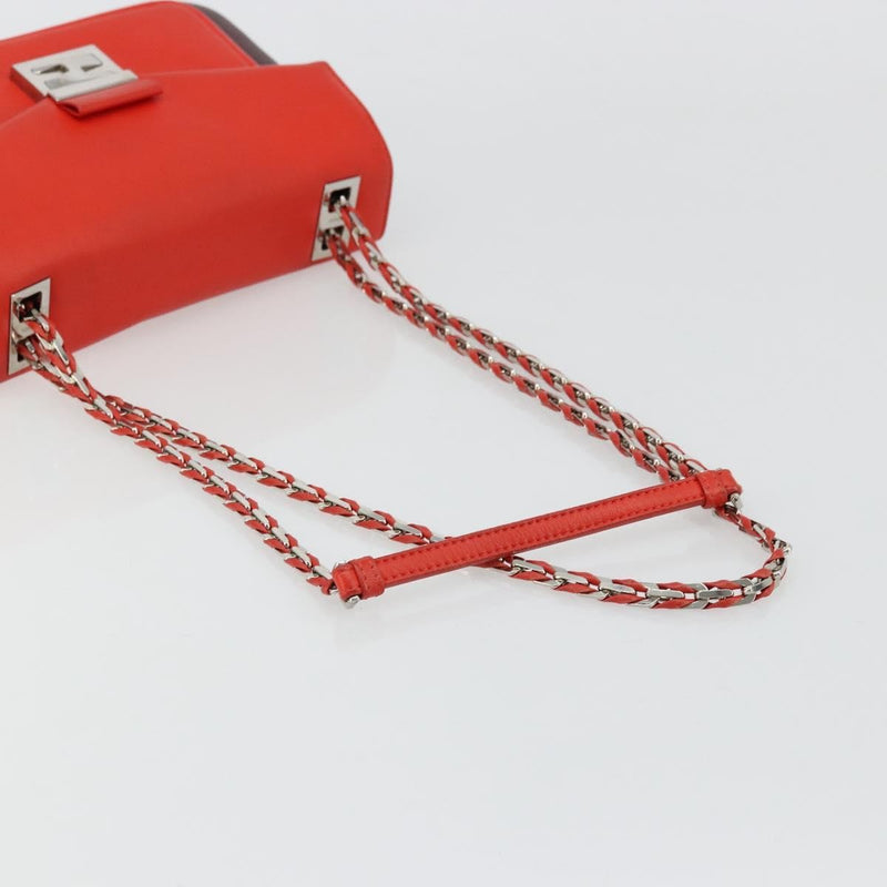 Fendi Be Baguette Flap Leather Red Bag